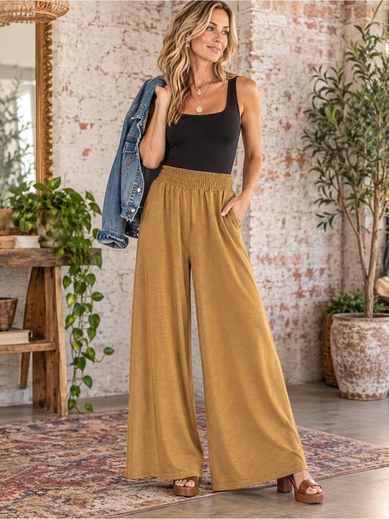 Zenana Outfitters Pants - Zenana Outfitters Wide Leg Pants in Camel